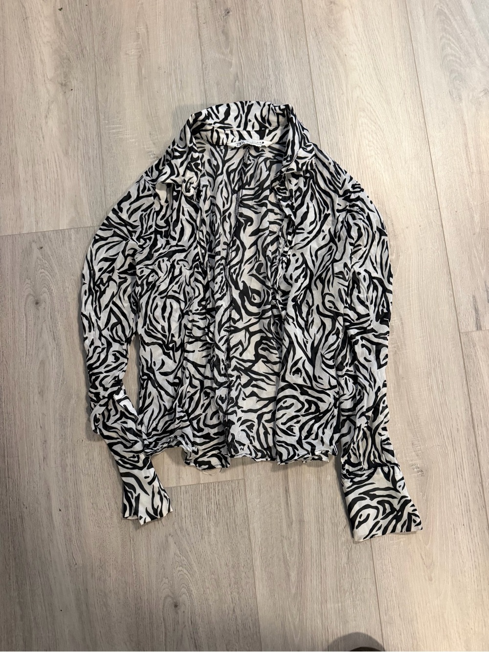 Zara Black & White Zebra Print Button-Down Shirt